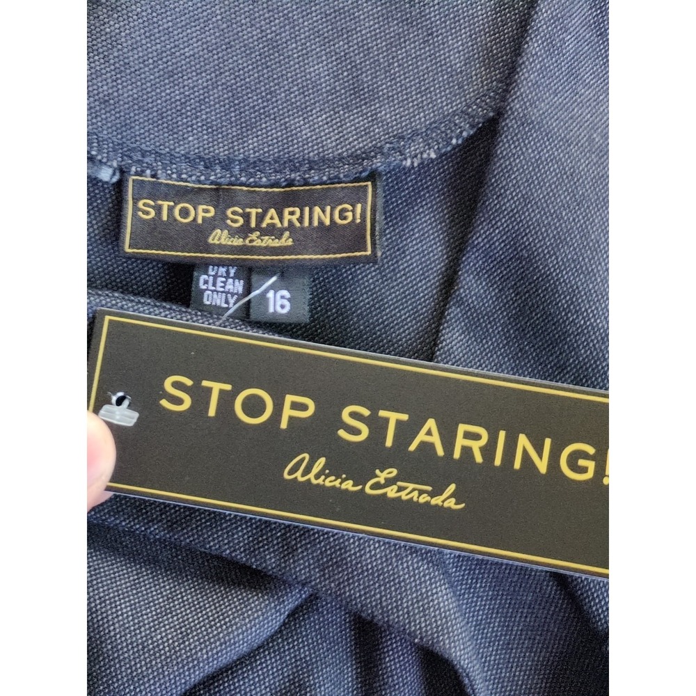 NWT Stop Staring Peplum Wiggle Midi Cocktail Party Dress Charcoal Black Size 16 - Picture 12 of 14